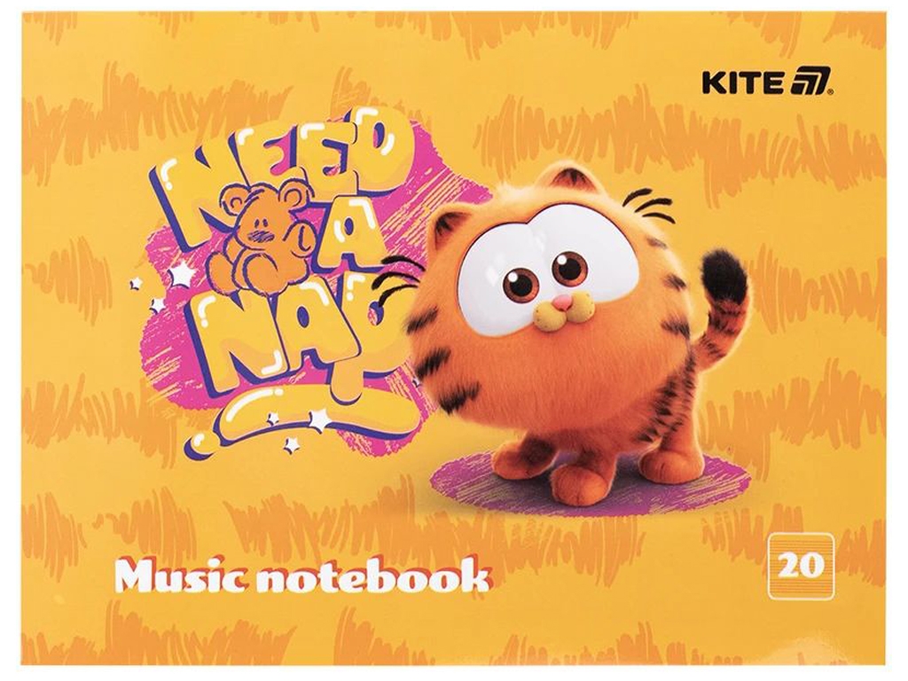 Зошит для нот Garfield THEATRICAL А5, 20 аркушів, Kite