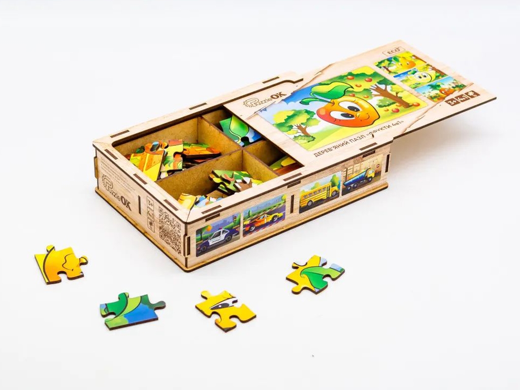 Дерев’яний пазл Фрукти 4в1, PuzzleOk